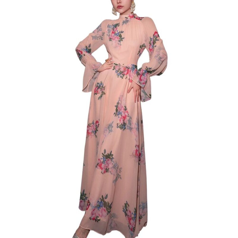 Burryco Womens Pink Printed Maxi Dress, Pink